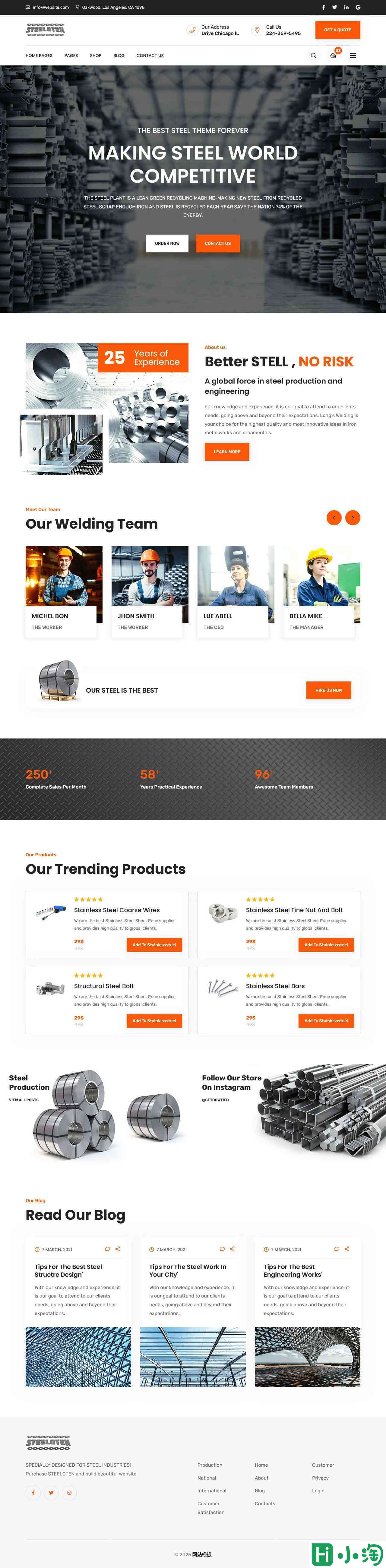 钢铁制造生产企业网站模板-PC预览